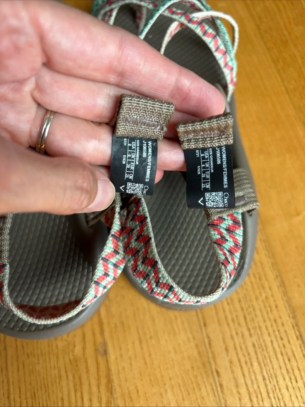 Chaco ZX/2 Classic Sandals Dolman Pine Taupe Red Green Womens Sz 8 Hiking Arch